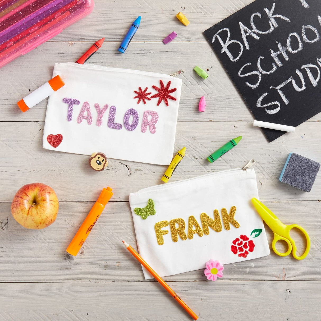 Juvale 12-Pack Bulk Blank Canvas Zipper Pouch Set, 8x6 Canvas Pencil Pouch with Zipper for Cosmetic & DIY Crafts, Pens, Markers, Scissors, Makeup Brushes, Lip Gloss, Hair Clips Juvale