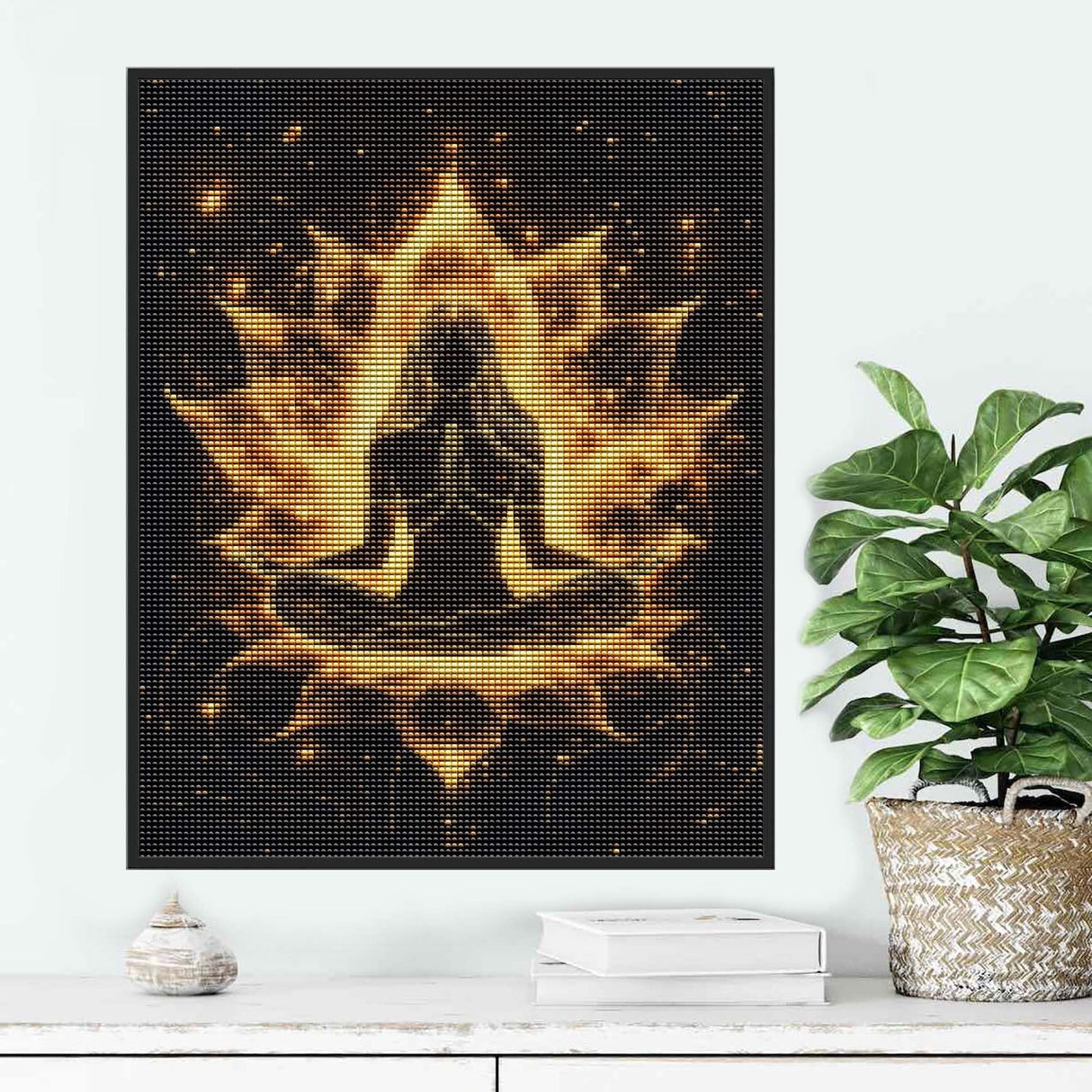 Ginfonr DIY 5D Diamond Art Kits for Adults, Lotus Diamond Painting for Adults, Diamond Art Buddha Full Drill, Diamond Art Kits Embroidery Rhinestone Craft for Home Wall Decor 12 * 16 Inch Ginfonr