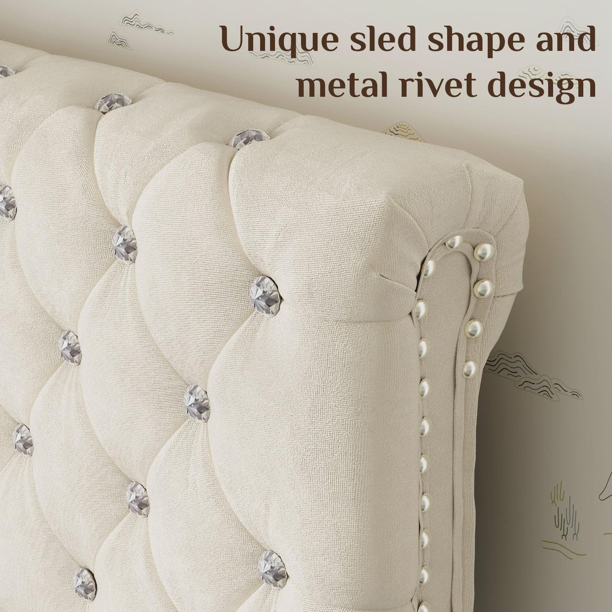 Belffin Twin Size Bed Frame with 1 Storage Drawer, Upholstered Bed Frame with Adjustable Diamond Headboard, Velvet Modern Platform Bed Frame, No Box Spring Needed, Easy to Assemble, Beige Belffin