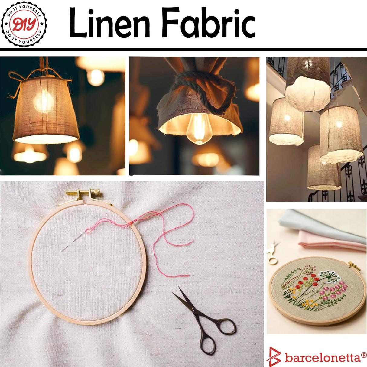 Barcelonetta | Linen Fabric | Natural Linen Cloth | Embroidery, Sewing | Soft, Breathable | 55" Wide | 70% Linen, 30% Rayon | Hemp, Jute, Needlework, Lining (Natural, 2 Yard) Barcelonetta