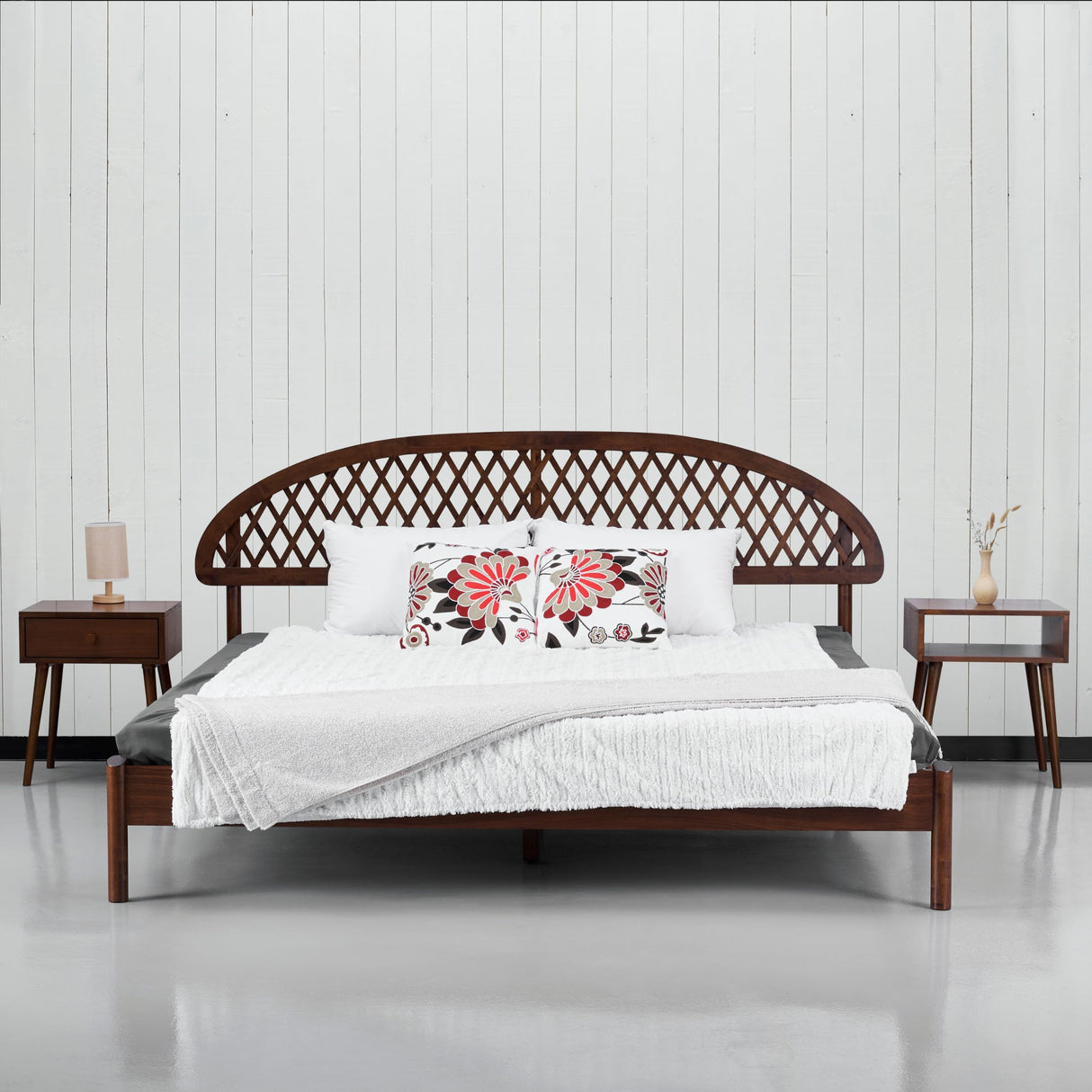 NTC Gem Dark Walnut Wooden Bed Frame with Headboard – Effortless Assembly & Silent Slats, Queen Size NTC