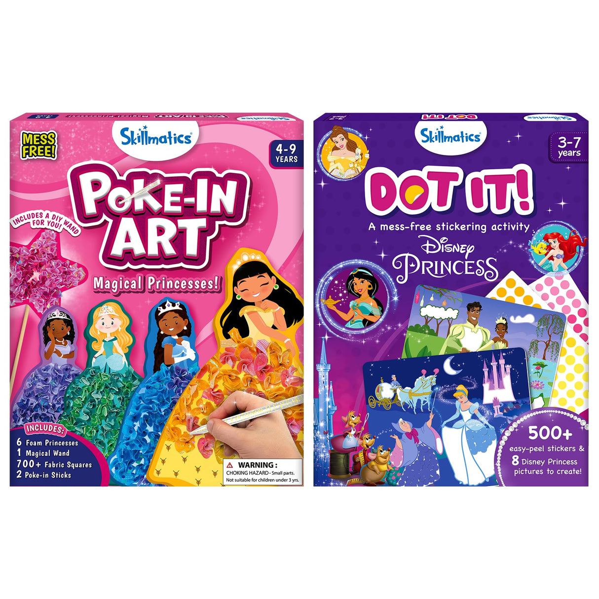 Skillmatics Poke in Art Magical Princess & Dot it Disney Princess Bundle, No Mess Art for Kids, DIY Creative Activity, Gifts for Boys & Girls Ages 3, 4, 5, 6, 7, 8, 9 Skillmatics