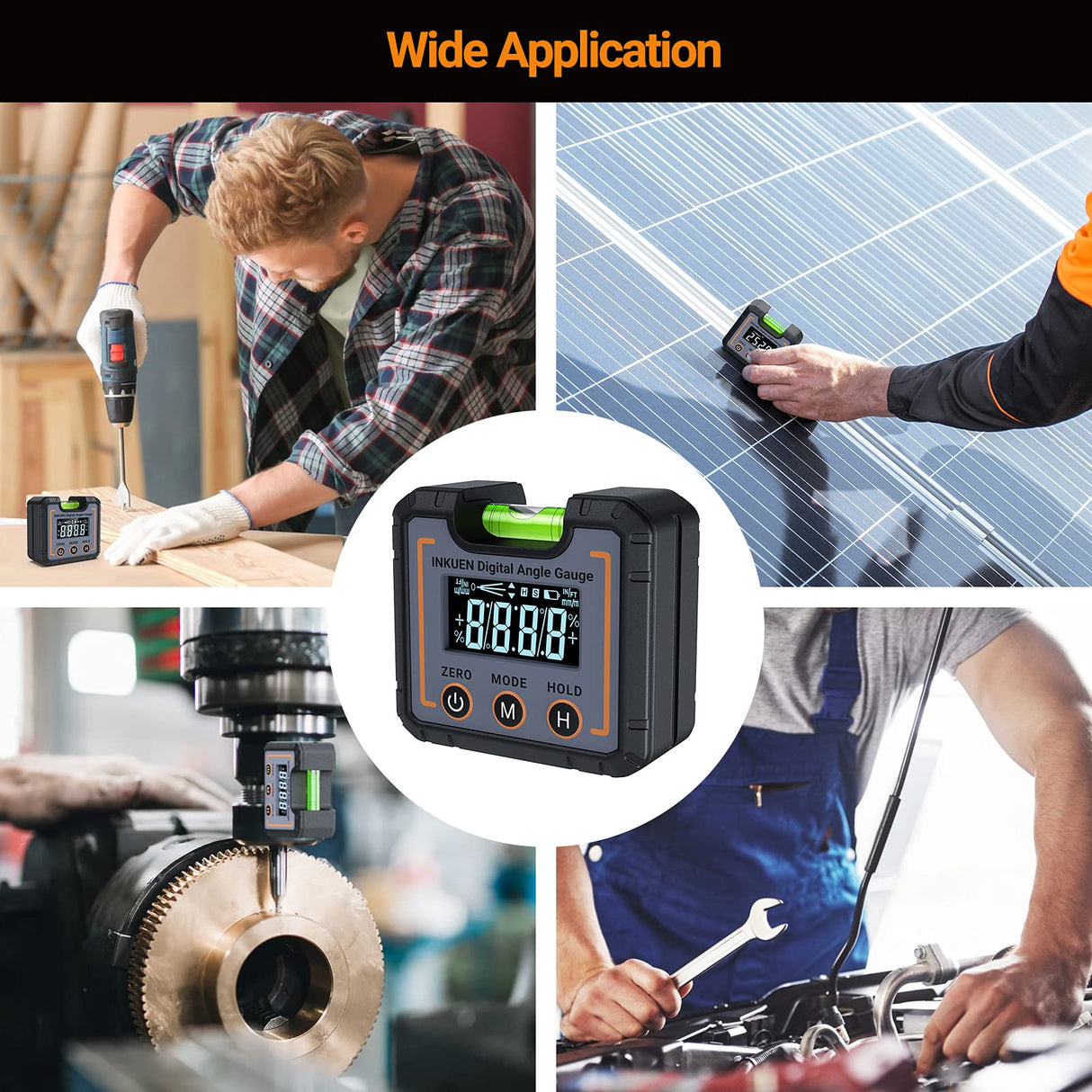 Digital Electronic Level and Angle Gauge, Angle Finder with Bubble Level and Magnetic Base, High Contrast Display for All Environment, Measuring Tool for Carpentry, Building, Automobile, Masonry Inkuen