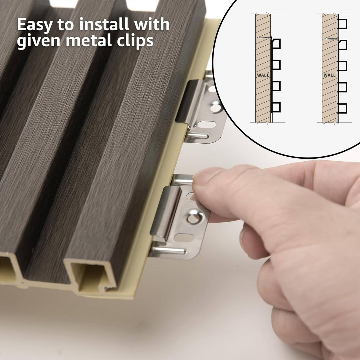 POHARE WPC Slat Wall Panels, 8 Pack Accent Decorative Acoustic Wood Slats for Wall and Ceilings, Acoustic Panels for Interior Wall Modern Décor, Walnut, 95 x 6 in POHARE