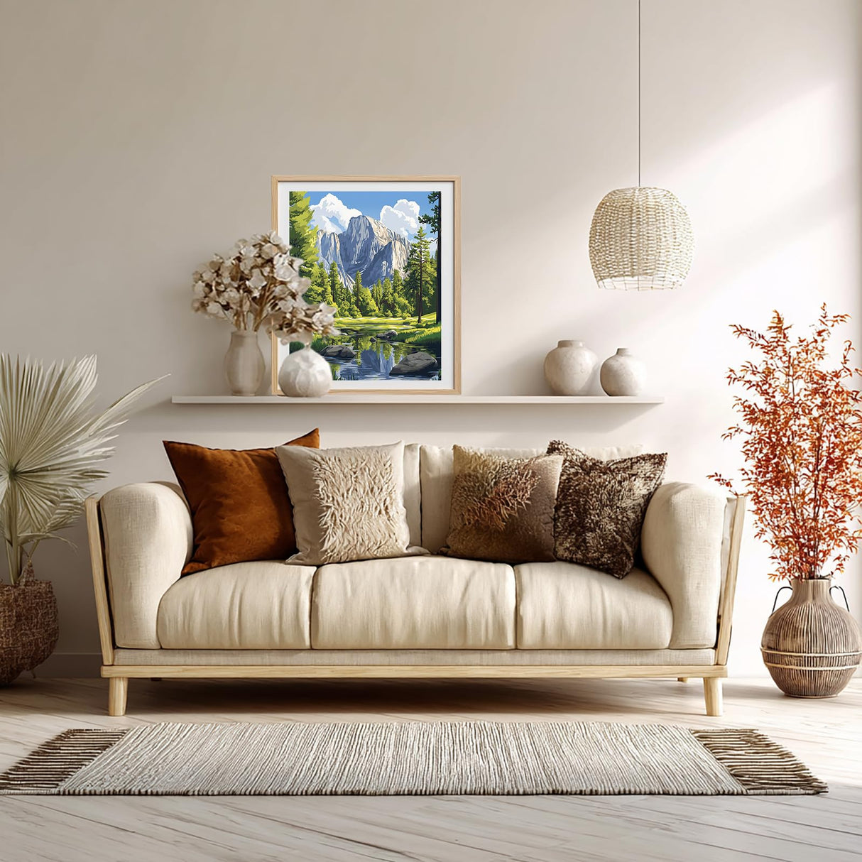 ARNLRDYA Yosemite Paint by Numbers for Adult, National Park Mountains Paint by Number Kits, Forest River Nature Scenery DIY Acrylic Painting on Canvas for Gift Home Wall Decor(16×20inches, No Frame) ARNLRDYA