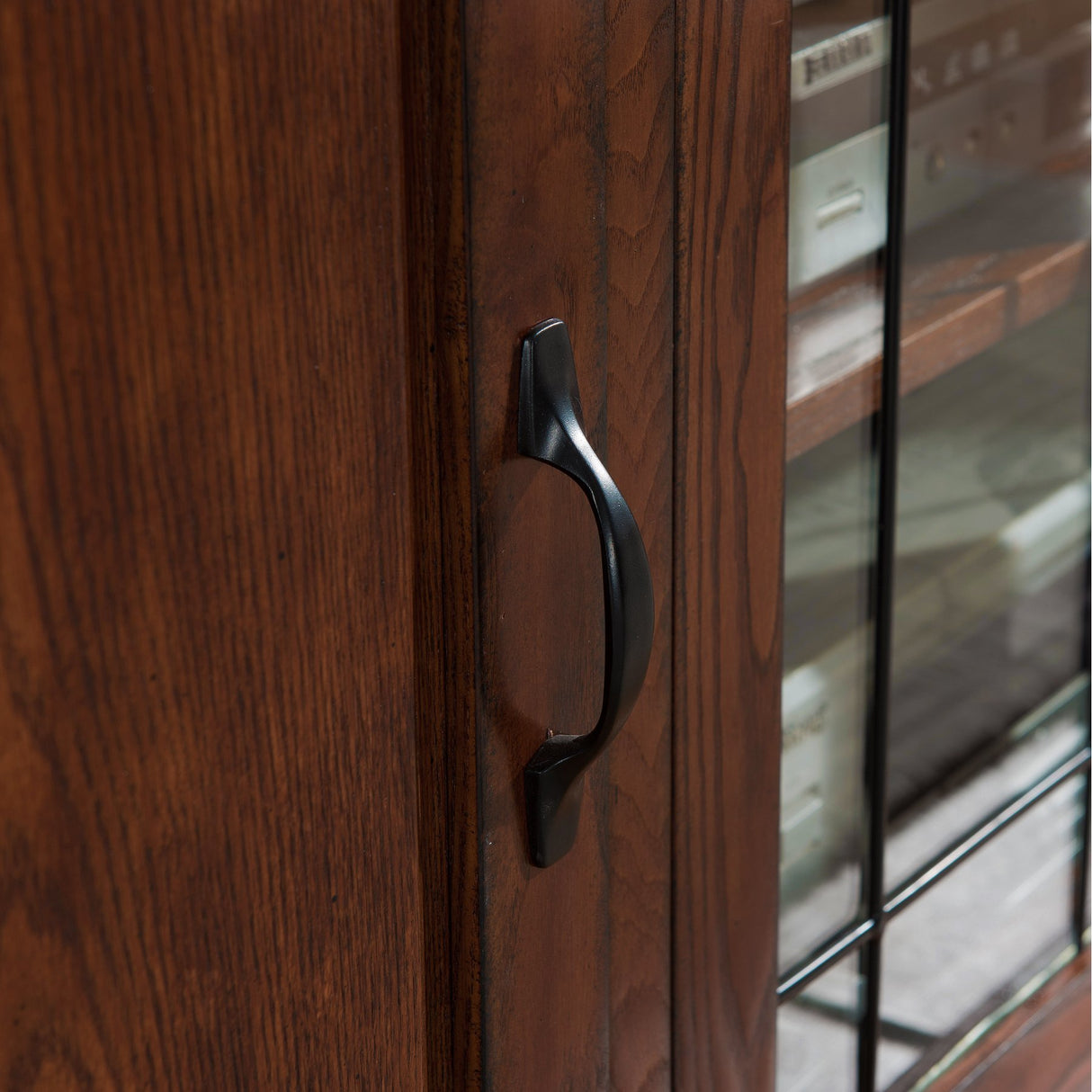 Leick Home 80386 Leaded Glass Corner TV Stand with Enclosed Storage For 60" TV's, Burnished Oak Leick Home