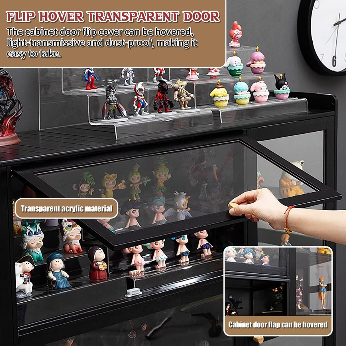 FVTVHEV Display Cabinets Display Case with Acrylic Doors Collection Display Case Curio Cabinet Collectibles Toy Organizers Rack Suitable for Home Office Bedroom Living Room Nursery(135x33x111cm) FVTVHEV