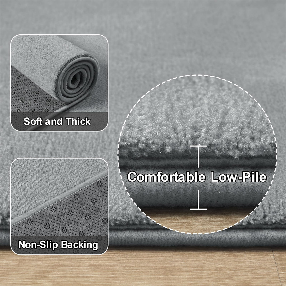 Amearea Modern Soft Hallway Runner Rug, 2x6 Feet Washable Runner Rugs for Hallway, Grey Fluffy Rug Bedroom Bedside Rugs, Non Slip Memory Foam Rug Carpet for Entrance Kitchen Living Room Decor Amearea