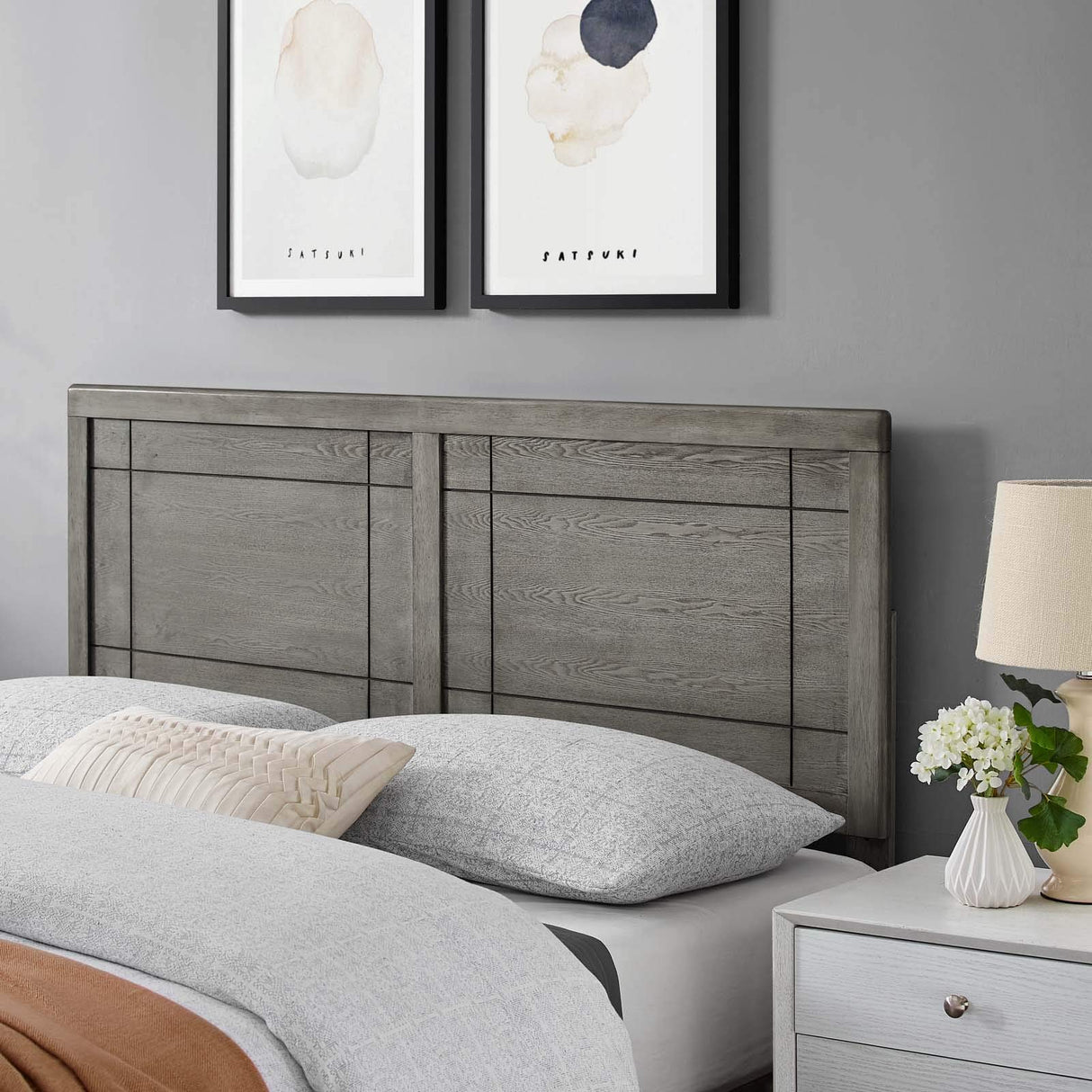 Modway MOD-6221-GRY Archie Full Wood Headboard, Gray Modway