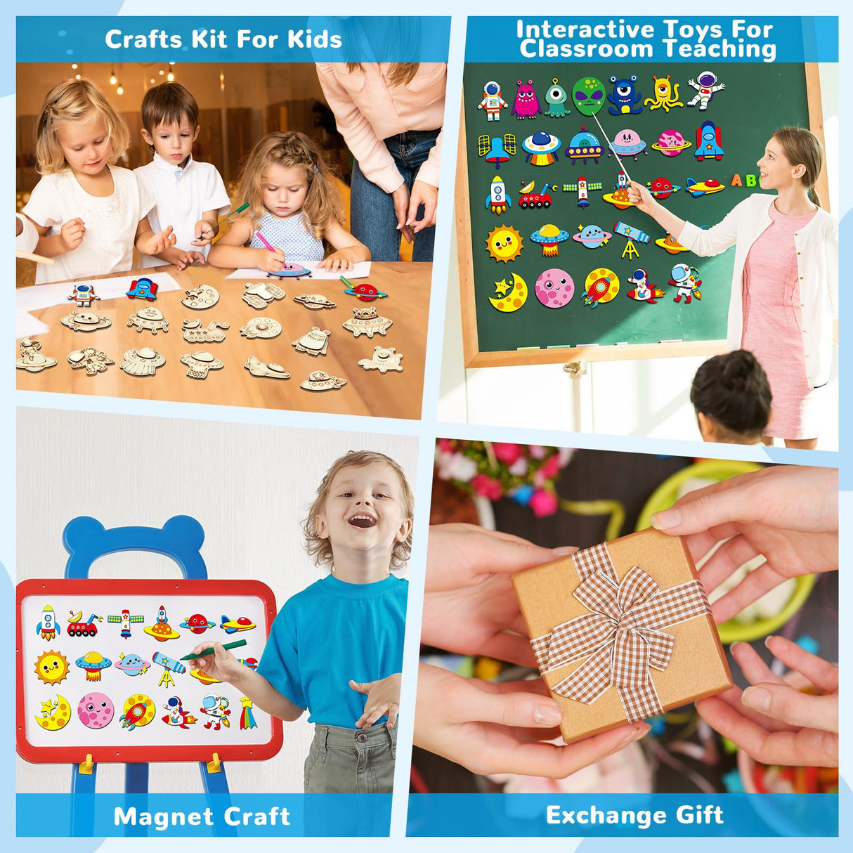 36 Outer Space Wooden Magnet Painting Craft Kit DIY Kids Astronaut Arts Crafts Painting Kit for Kids DIY Creativity Art Supplies for Boys Girls Party Favor Ages 4-8 8-12 Birthday Summer Crafts Gifts gisgfim