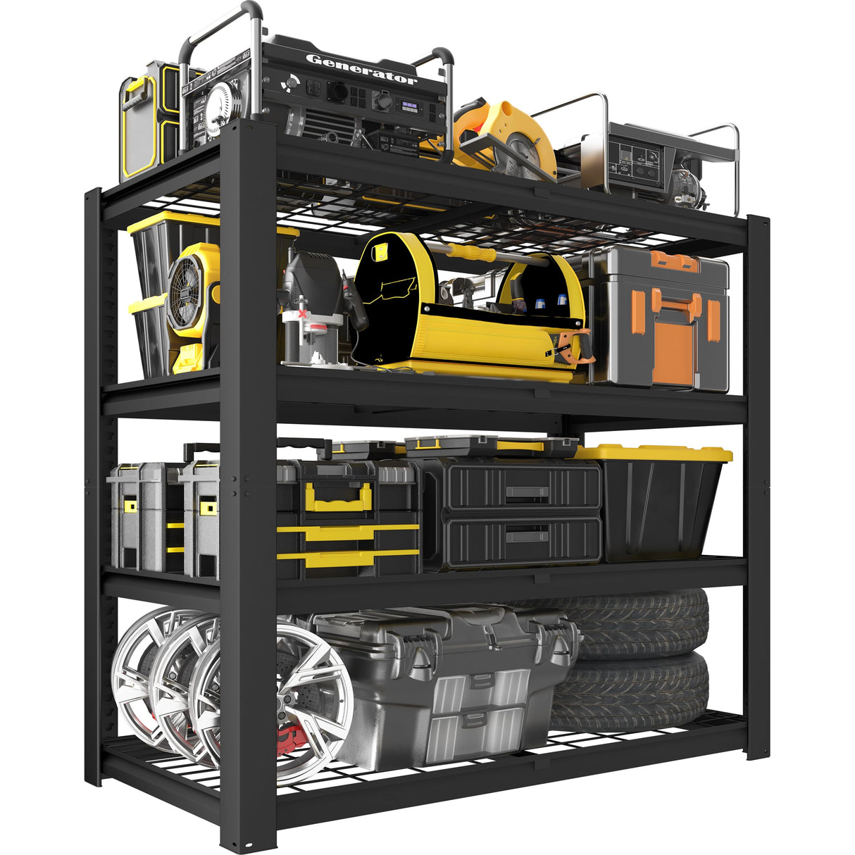 PrimeZone Heavy Duty Storage Shelves - 40" W X 20" D X 60" H Adjustable Garage Wire Shelving Unit, 4 Tier Industrial Metal Shelf Standing Utility Rack for Warehouse, Pantry, Basement, Black PrimeZone