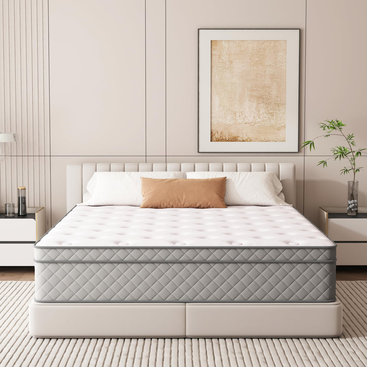 PurrJoys Queen Mattress, 12 Inch Cooling-Gel Memory Foam and Pocket Spring Hybrid Mattress, Queen Bed Mattress in a Box, CertiPUR-US Certified, Medium Firm, Queen Size Mattress PurrJoys