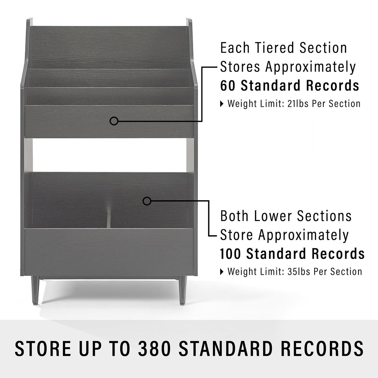Crosley Furniture Liam Record Storage Stand, Black Crosley Furniture
