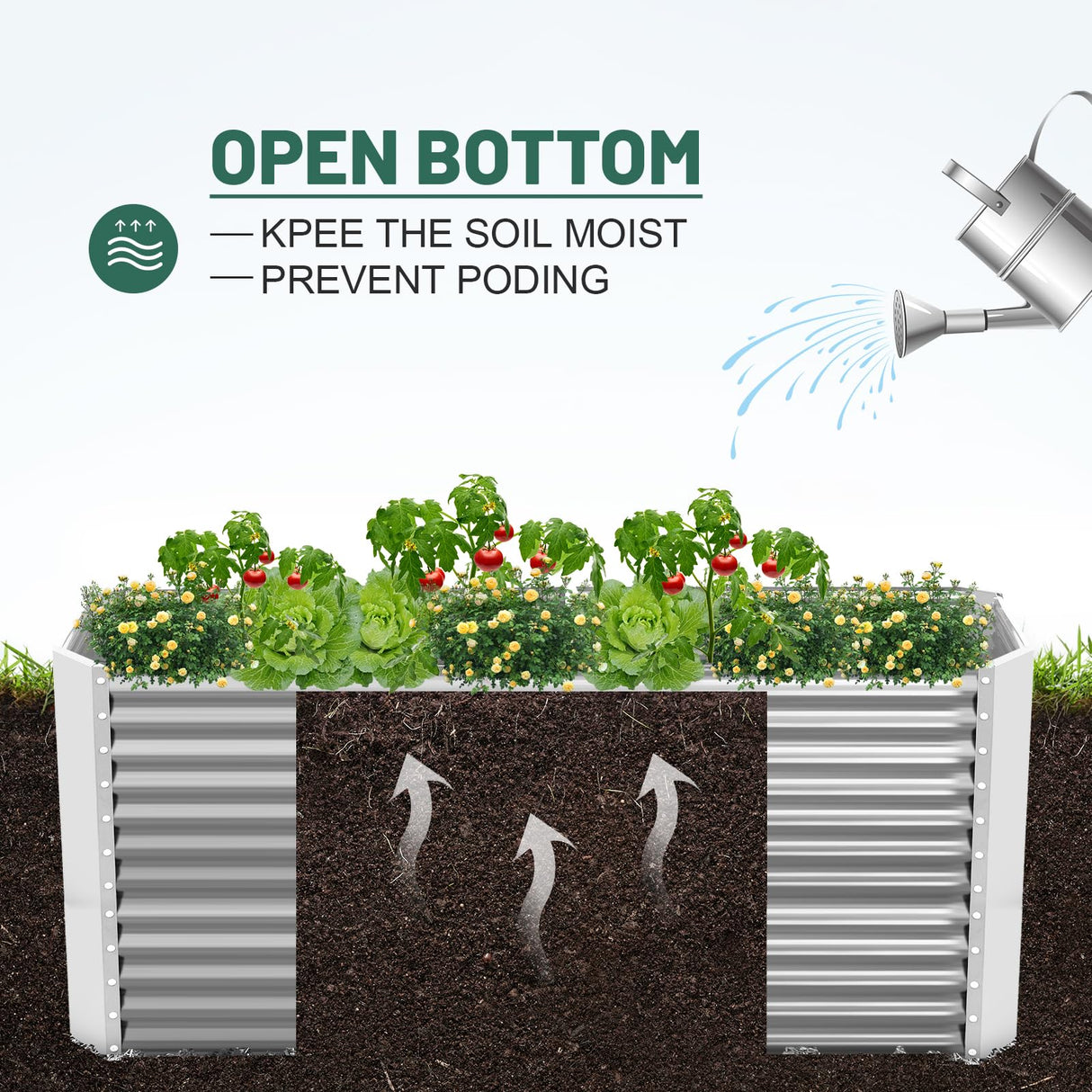 Land Guard 8x4x3ft Rectangular Galvanized Raised Garden Beds, 36" Tall Large-Capacity Metal Planter Box Outdoor, Durable Deep Raised Garden Bed, Raised Beds for Gardening Vegetables, Classic Silver Land Guard