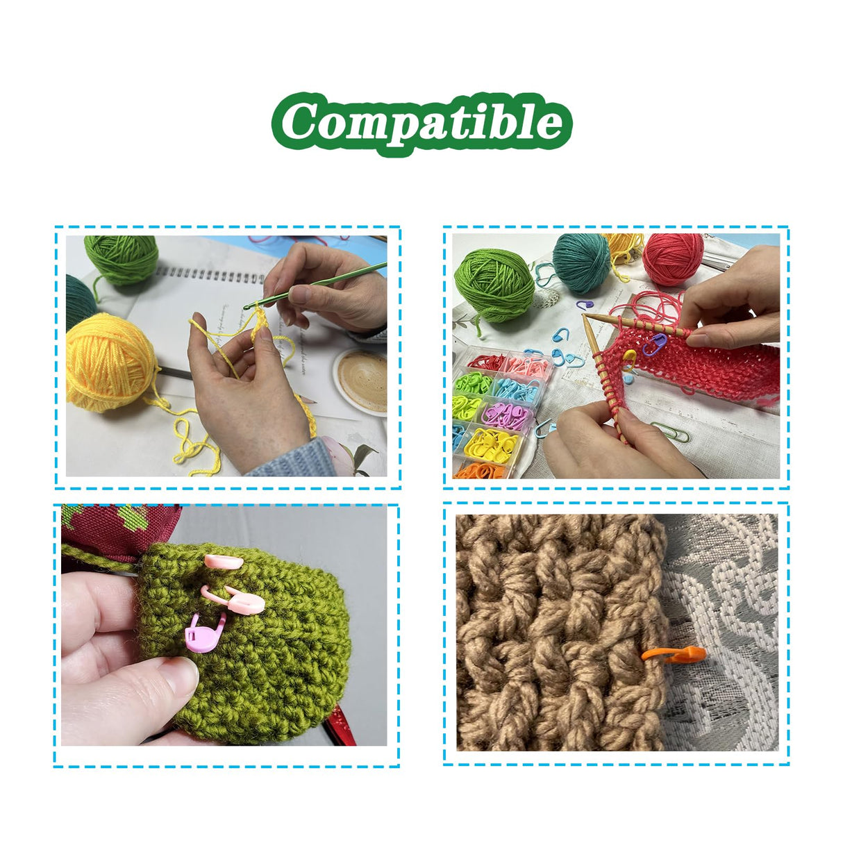 Meikeer 150 Pieces Knitting Crochet Locking Stitch Markers Stitch Needle Clip Counter 10 Colors (Color Ship Randomly) Meikeer