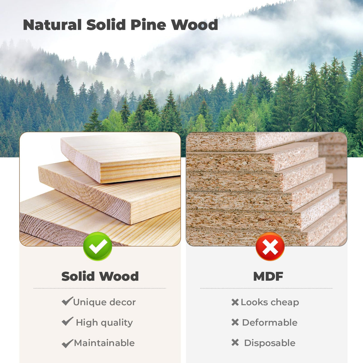 TECANA Fireplace Mantel 72 Inches - Rustic Floating Mantel Shelf - Solid Wood Mantel with Invisible Support Bracket - Wall Mantel Shelf for Farmhouse (72" L x 8" D x 5" H, Natural) TECANA