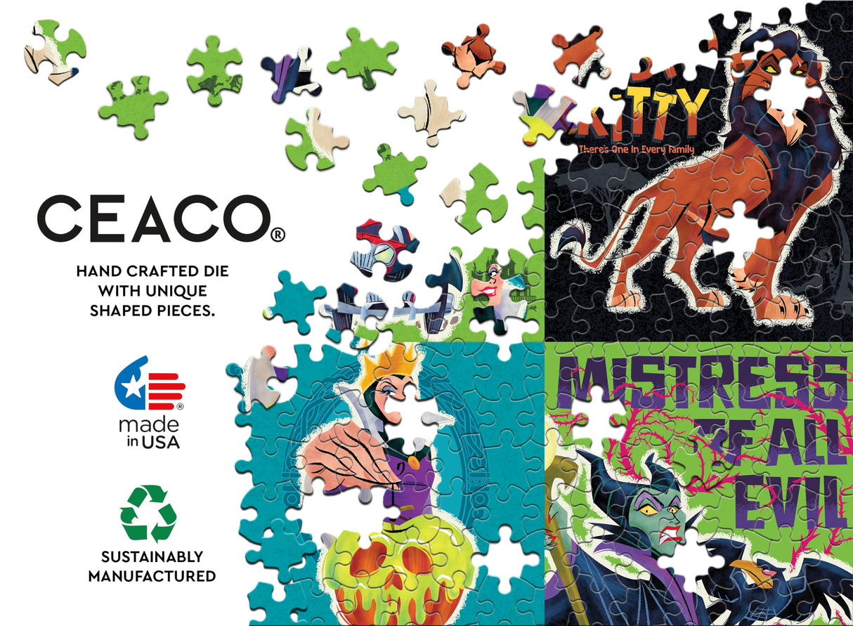 Ceaco - Disney - Villains - Poster Collage - 500 Piece Jigsaw Puzzle – Oversized Pieces – Easy to Hold – EZ Hold Ceaco