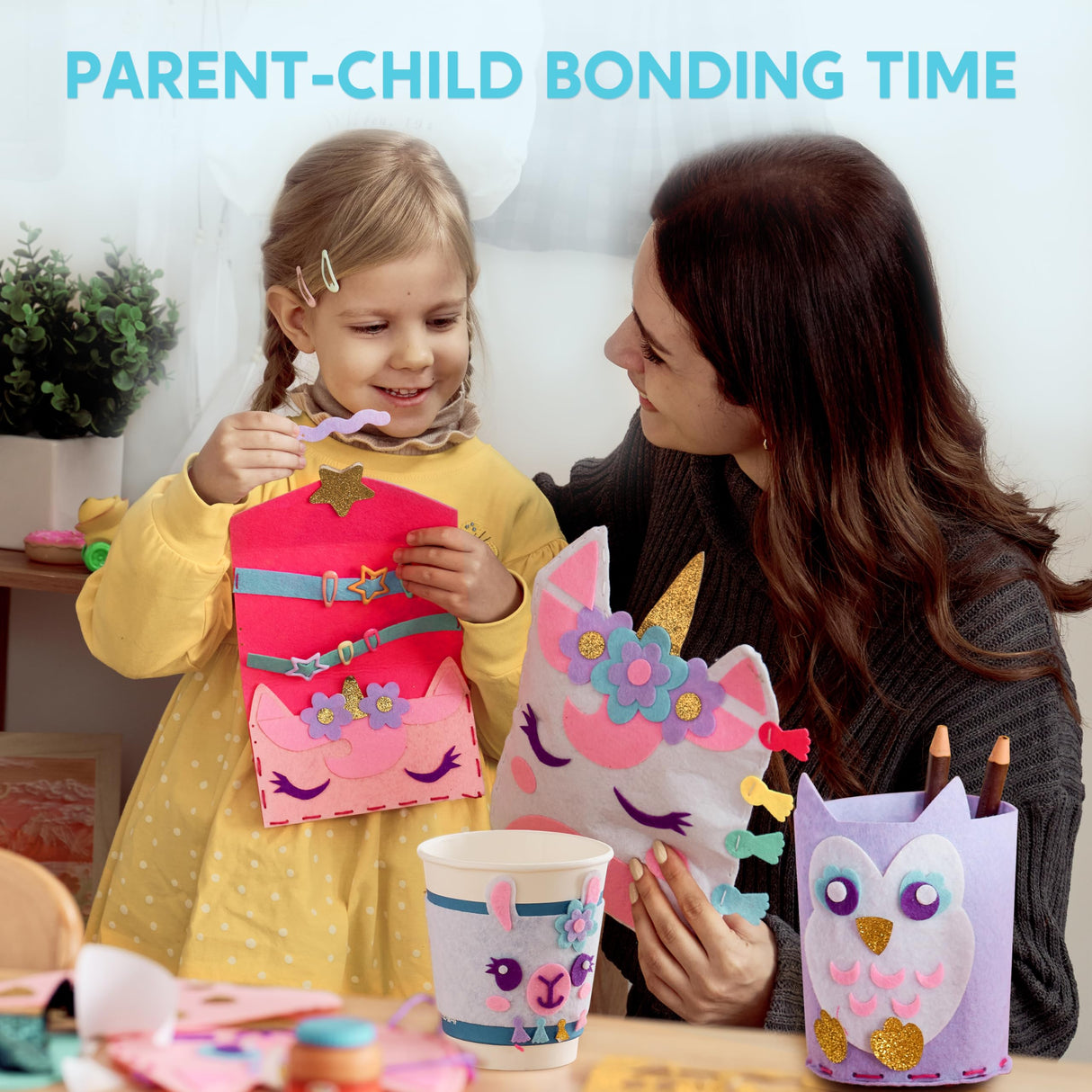 Klever Kits 7 Sewing Projects- My First Felt Sewing Kit- Easy DIY Wildlife Artworks of Unicorn Pillow and Mermaid Card Holder, Gift for Kids Aged 6+ Klever Kits