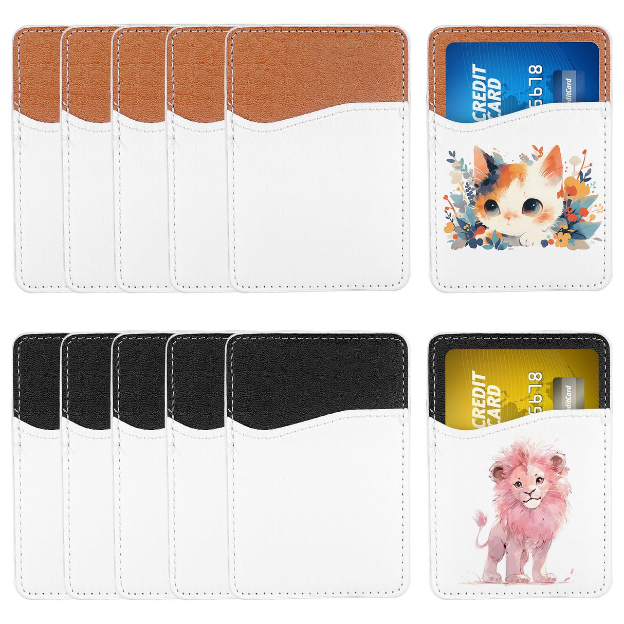Framendino, 12 Pack Card Holders for Cell Phones Sublimation PU Leather Phone Back Card Pockets Stick PU Leather Card Holder for Phone Card Sleeves DIY Craft Framendino
