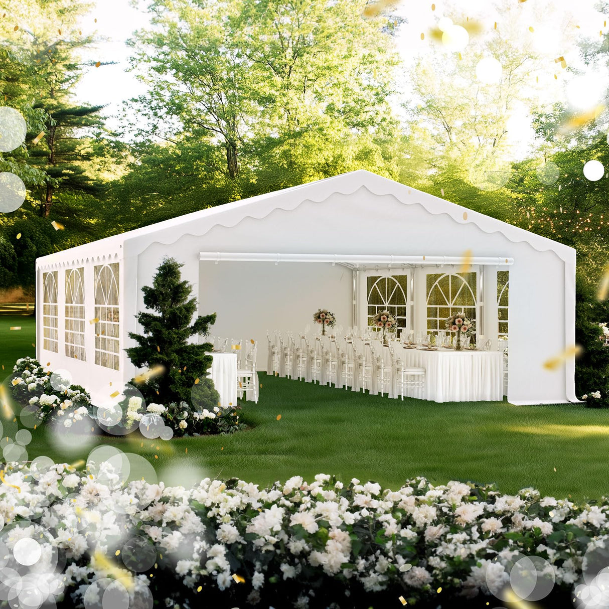 20x20 Heavy Duty Party Tent Upgraded Galvanized Wedding Tent Outdoor Gazebo Event Shelter Carport Canopy Tent with 2 Storage Bags & Reinforced Frame PEAKTOP OUTDOOR