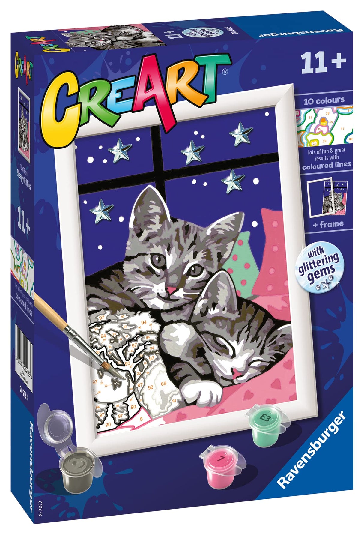 Ravensburger Sleepy Kitties Paint by Numbers Kit for Kids - 20213 - Painting Arts and Crafts for Ages 11 and Up Ravensburger