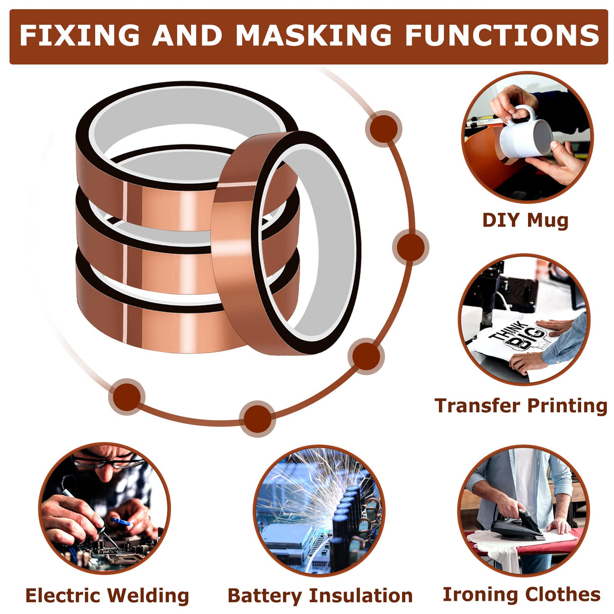 MS WGO High Temperature Tape Heat Tape Heat Resistant Tape Heat Transfer Tape Heat Tape for Sublimation No Residue 10mm X 33m 108ft (Yellow-4 Roll) MS WGO