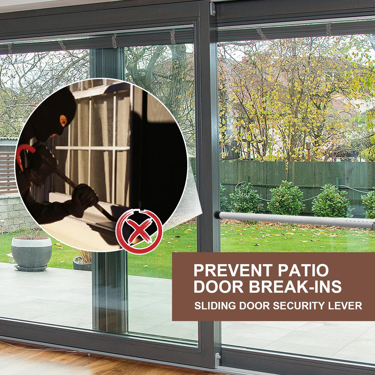 BeBecome Sliding Door Security Bar,17-50 inch Adjustable Patio Door Security bar with Rubber Tips Apartment Bedroom Bottom of Door Heavy Duty Interior White BeBecome