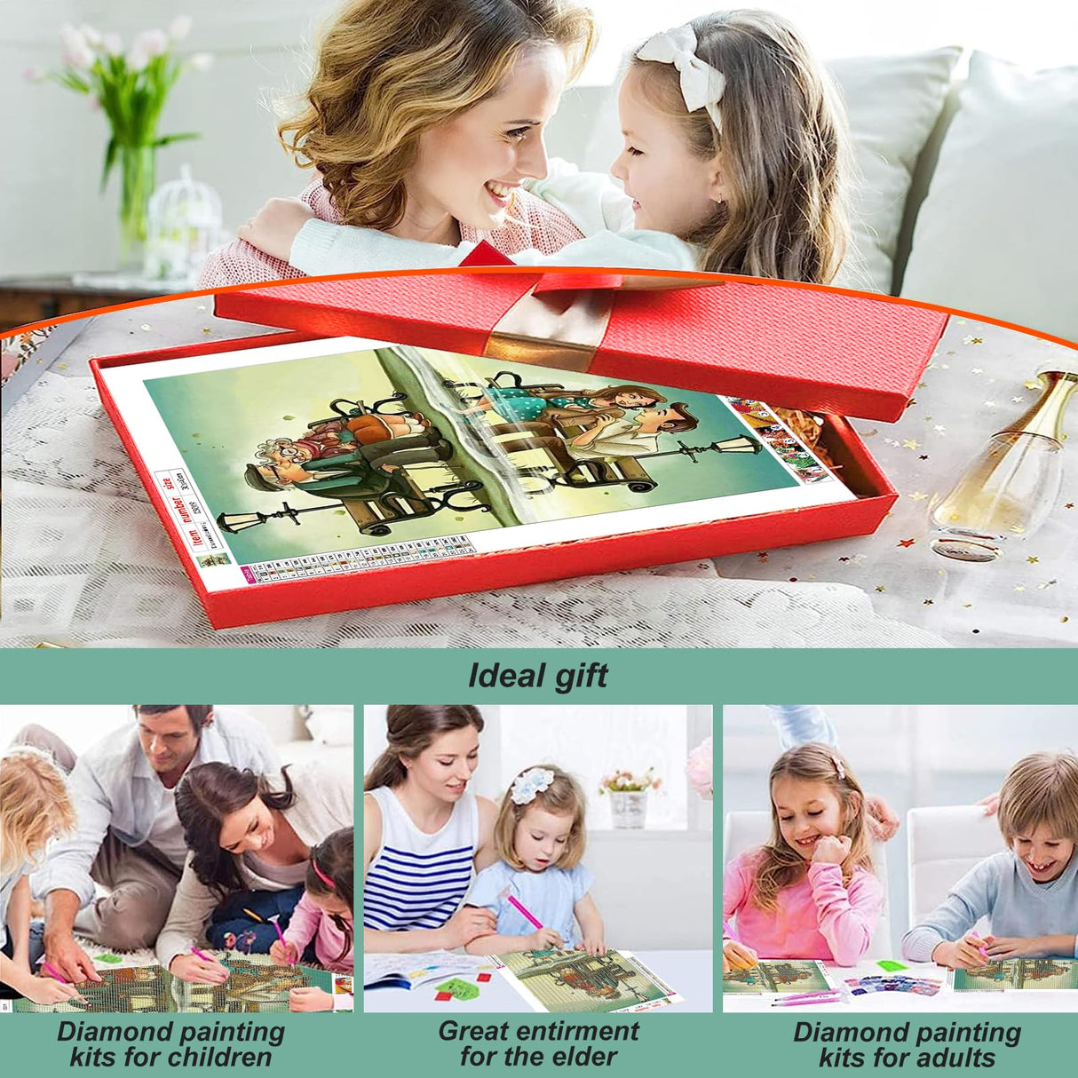 Acudotr Diamond Painting Kits for Adults, 5D DIY Diamond Art Kits for Beginners, Full Drill Diamond Painting Kits for Home Wall Decor, Old Couple, 12x16 Inch Acudotr