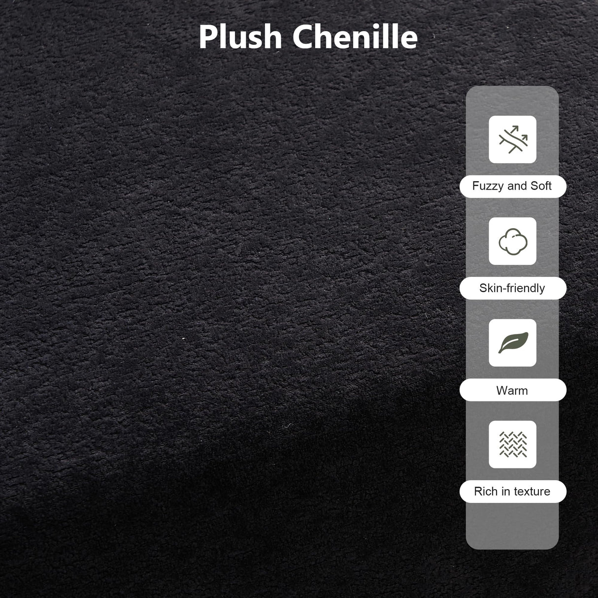 EYATZO 129.5" Modular Sectional Sofa, Modern Cloud Curved Couch with Deep Seat, Upholstered Boneless Couches for Living Room, Apartment, No Assembly Required, Chenille Fabric, Black EYATZO