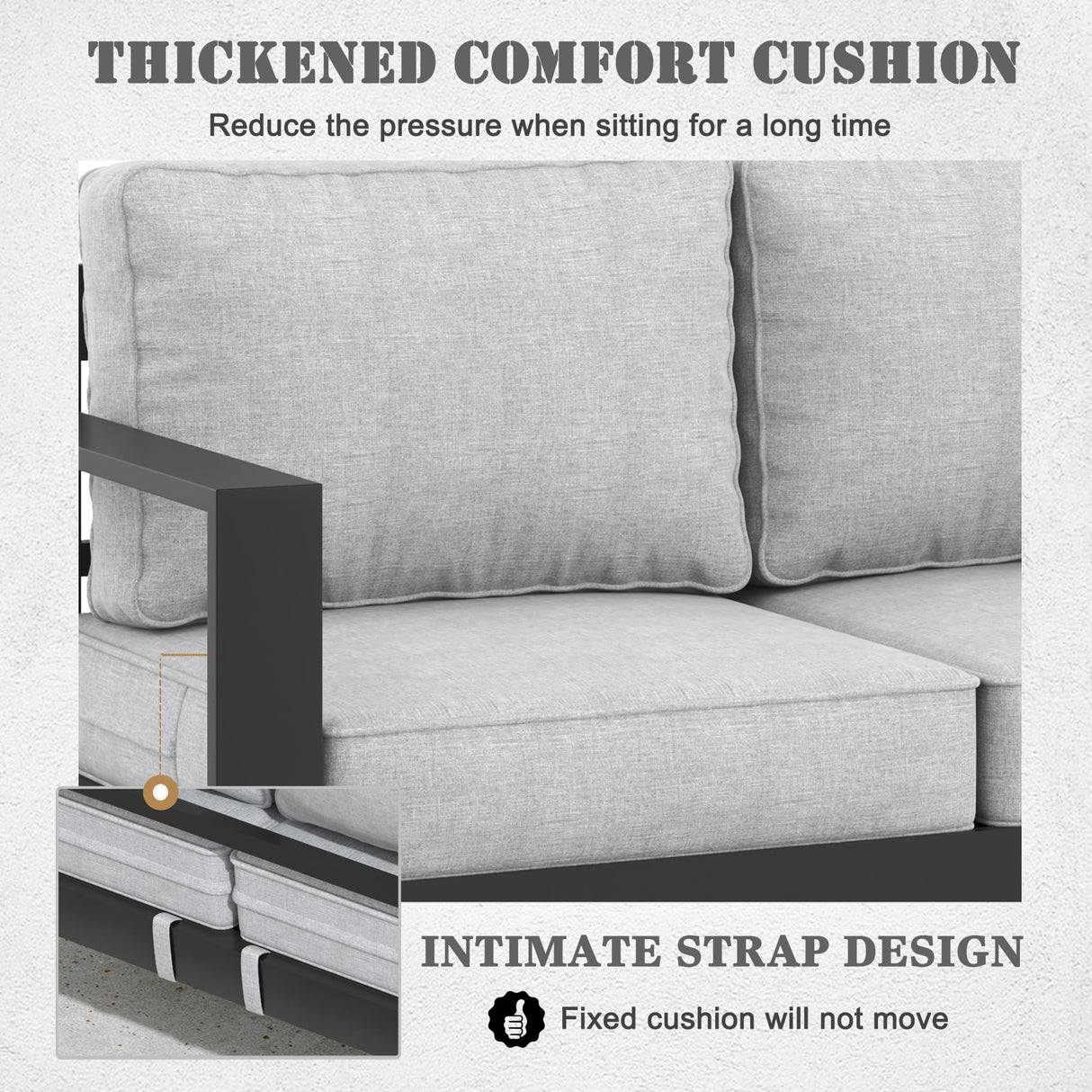 Vakollia Outdoor Aluminum Furniture Set with Fire Pit Table - 4 Pieces Modern Patio Conversation Sets Metal Sectional Sofa Set Vakollia