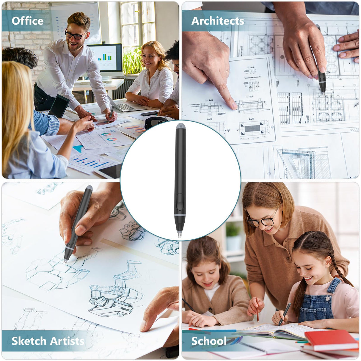 Foyucool Electric Eraser, Battery Operated Automatic Pencil Eraser with 220 Erasers Refills, 2 Erasers Sizes, Comfort Grip Art-Eraser for Drawing, Ideal for Artists, Students, Sketch, Engineers, Black Foyucool