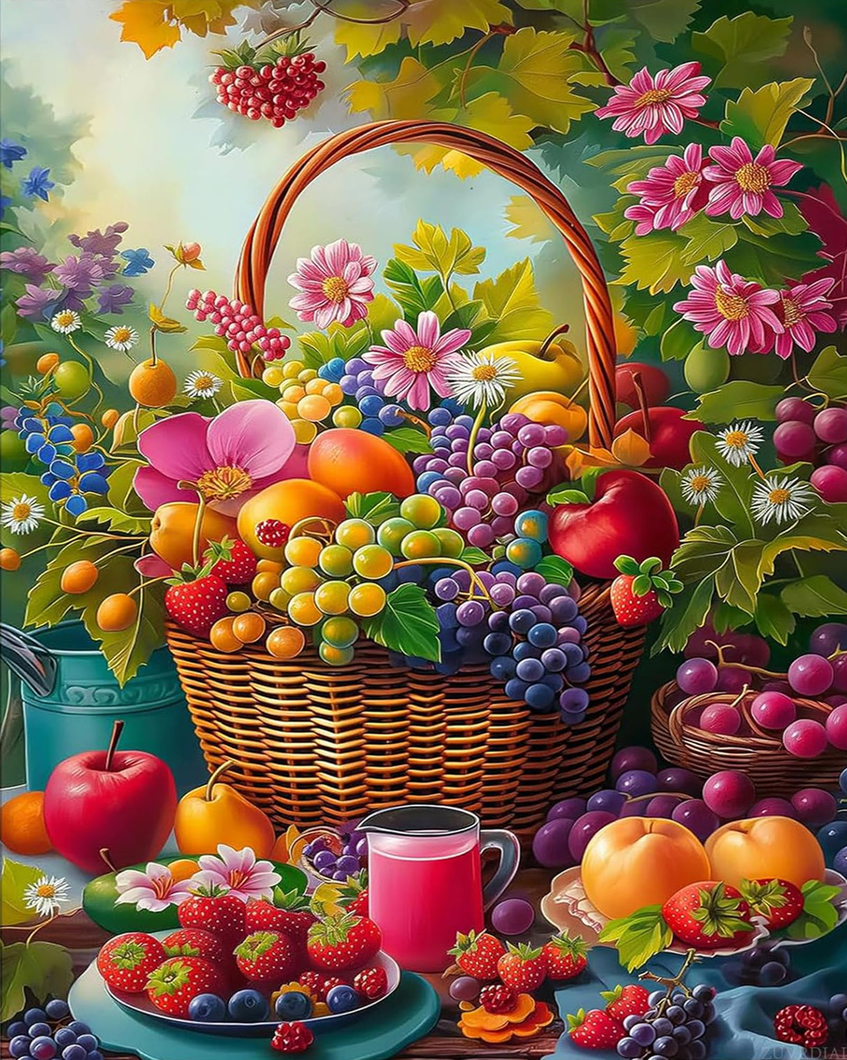 ZUVRDIAI Fruit Basket Paint by Numbers for Adults Canvas Harvest Season Paint by Number Kits on Canvas Fall Gardening Oil Painting Kits Arts and Crafts for Home Decor Gifts 16x20 Inch Frameless ZUVRDIAI
