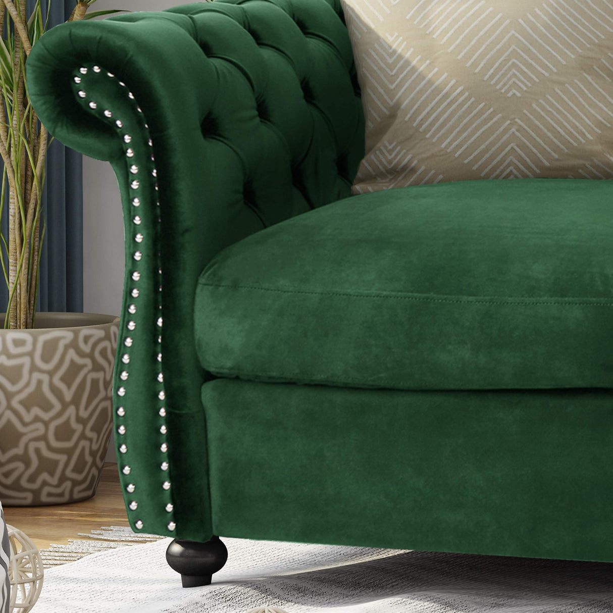 Christopher Knight Home Karen Traditional Chesterfield Loveseat Sofa, Emerald and Dark Brown, 61.75 x 33.75 x 27.75 Christopher Knight Home