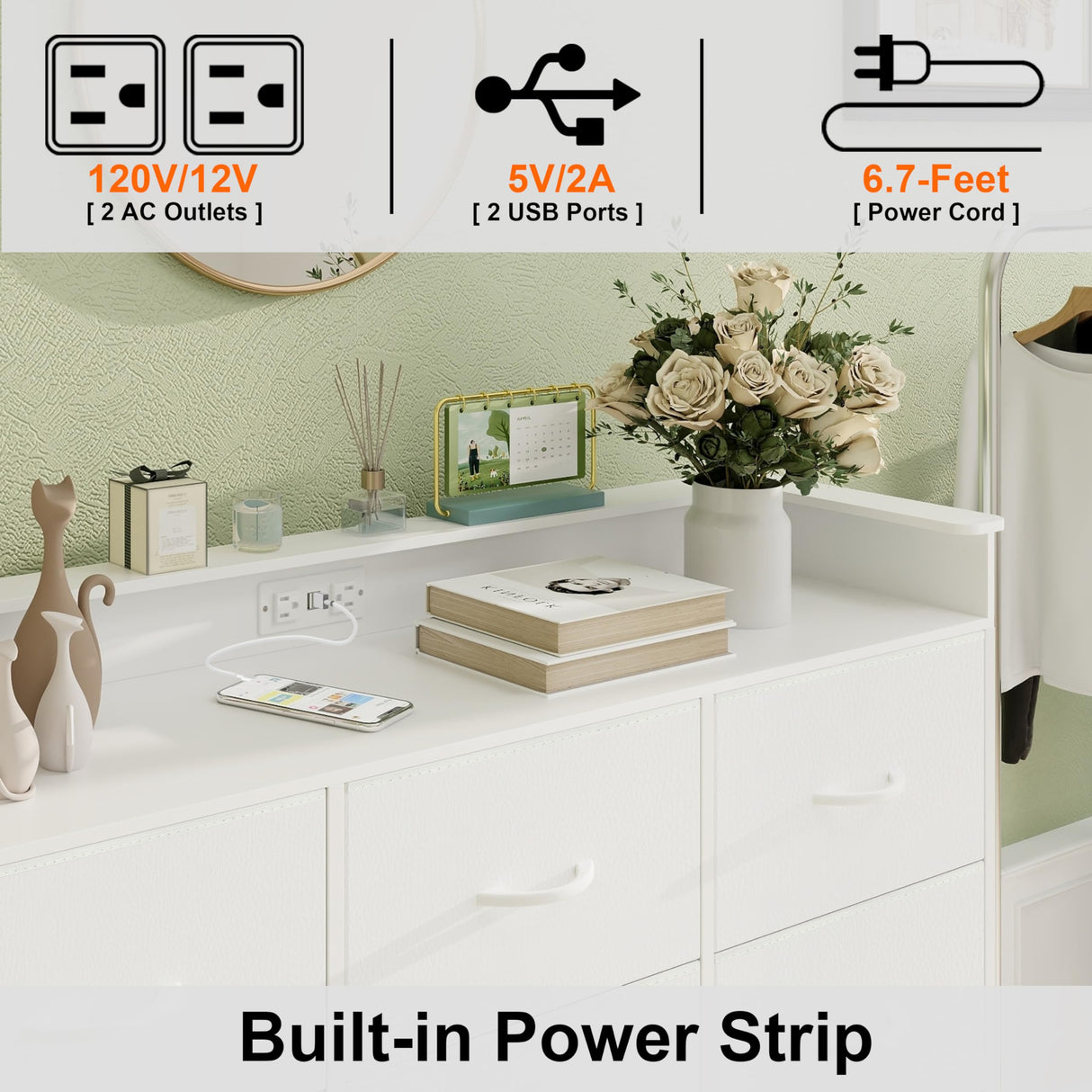 Welfuturer White Dresser with LED Lights and Charging Station for Bedroom 12 Drawers Dressers & Chest of Drawers Tall Dressers for Hallway Entryway Closets Living Rom Sturdy Steel Frame Wood Top Welfuturer