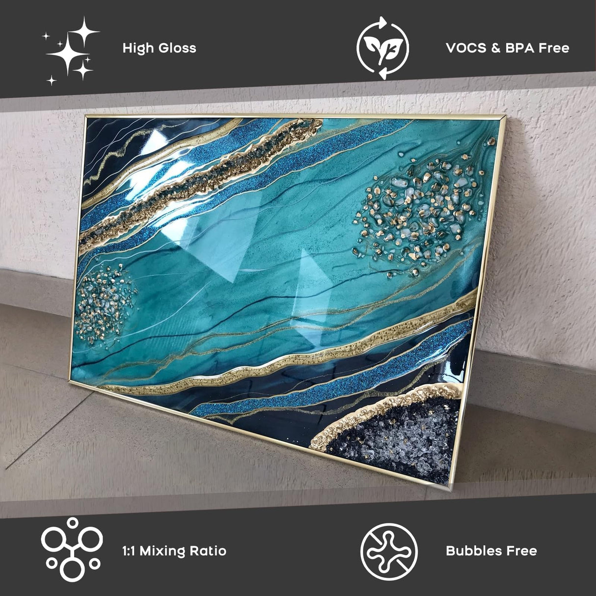 DR. RESIN Epoxy Resin 64oz Kit, Self-Leveling, High Gloss, UV Impact Resistance Epoxy for Table Top Coat, DIY Jewelry Making DR. RESIN