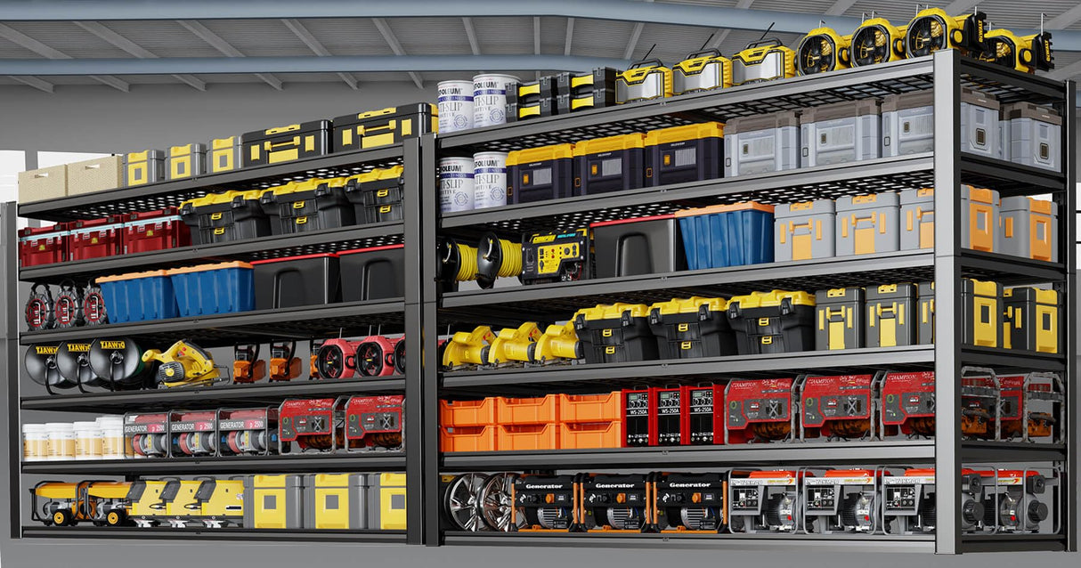 PMKES 67" W Garage Shelving Heavy Duty, Adjustable 6 Tier Metal Shelves, Commercial Metal Shelf Rack, Industrial Shelving, 2 Pack PMKES