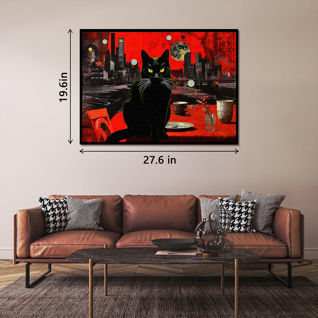 Vintage Cat Puzzles for Adults 1000 Pieces, Impossible Black Cat Art Jigsaw Puzzles, Hard Retro Kitty Kitten Animal Puzzle PPuzzling