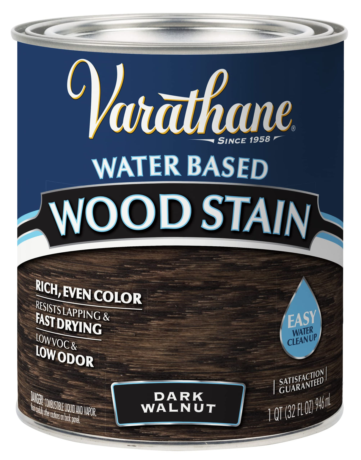 Varathane 381119 Water Based Wood Stain, Quart, Dark Walnut Varathane