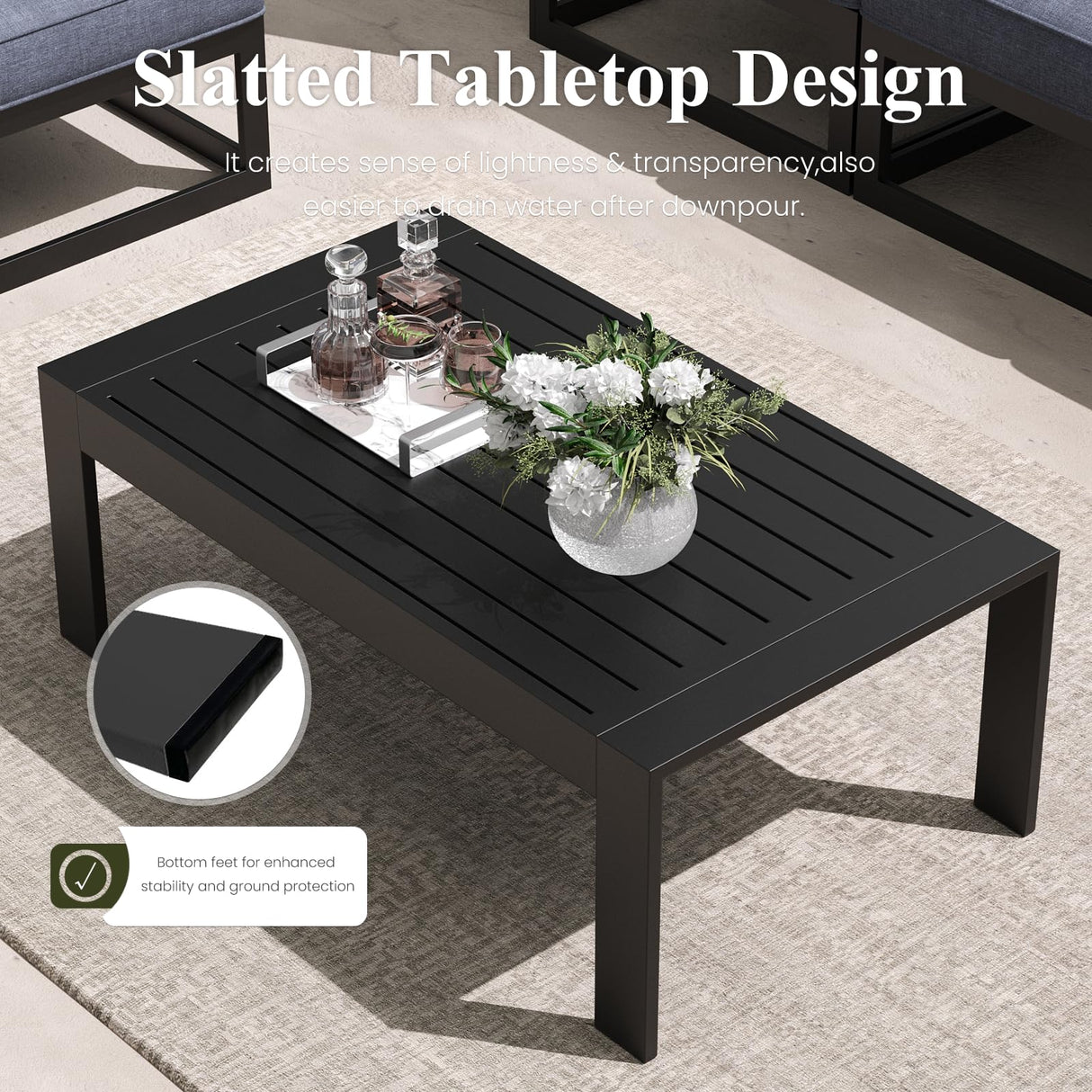 LayinSun Large Aluminum Patio Furniture Set, 9 Pieces Modern Outdoor Conversation Set Sectional Metal Sofa Set with Olefin Cushion LayinSun