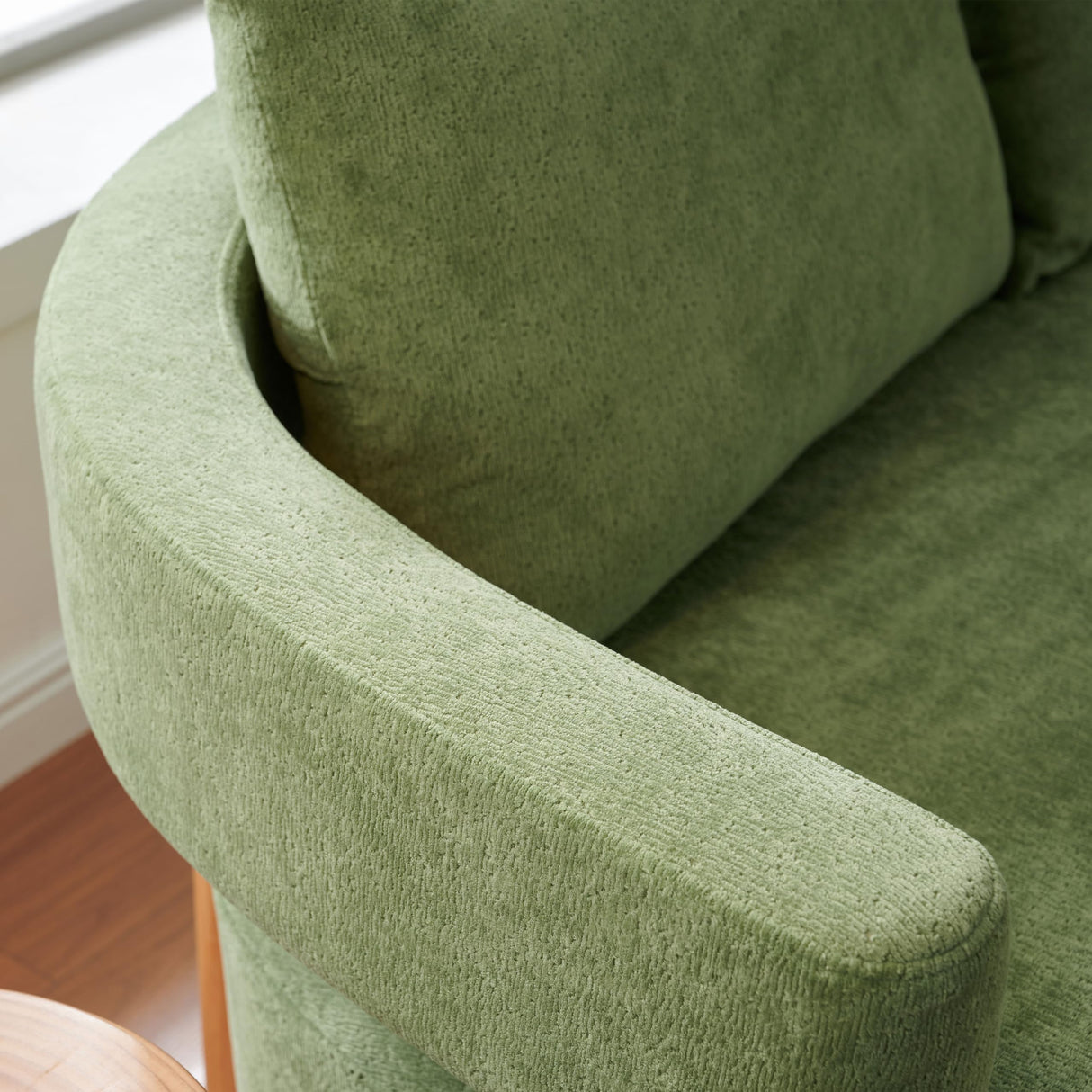 QNZK 67" L Loveseat Sofa, Mid Century Modern Sofa Couch with 2 Pillows, Comfy Chenille Couches, Upholstered Small Sofa for Living Room, Bedroom, Apartment & Office, Easy Assembly, Green QNZK