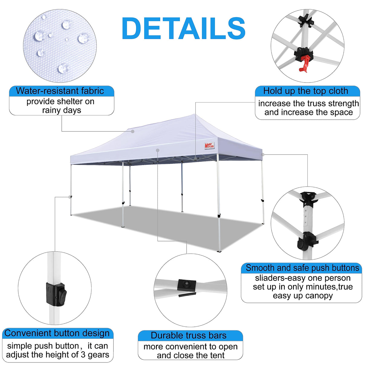 MASTERCANOPY Pop Up Canopy Tent Commercial Grade 10x20 Instant Shelter (White) MASTERCANOPY