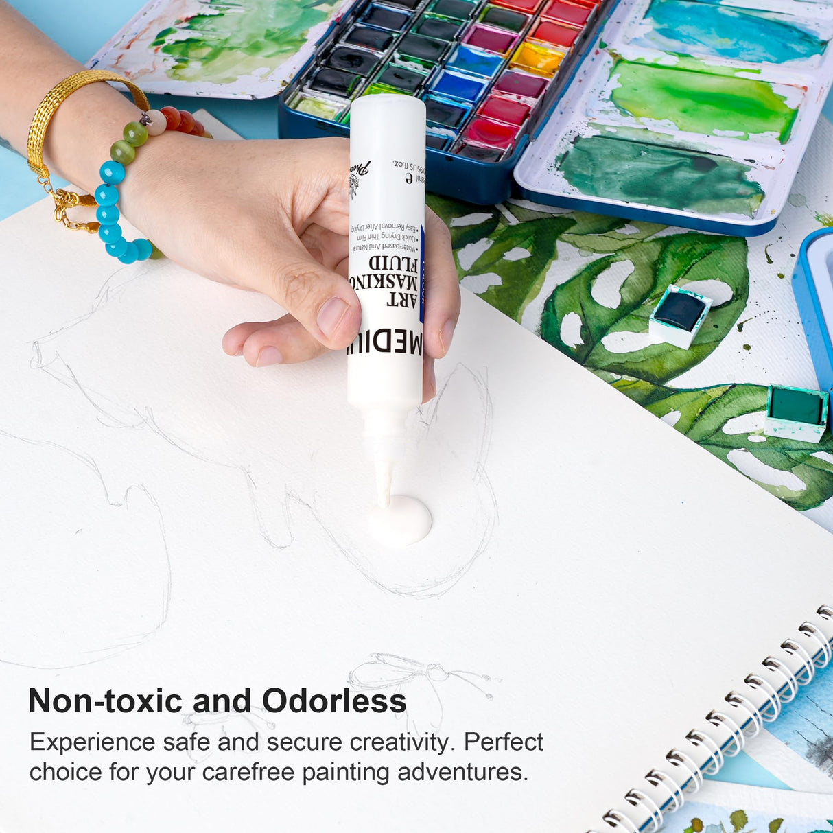 AUREUO Masking Fluid for Watercolor Painting - 28ml / 0.95 fl Oz Liquid Masking Fluid Pen Water Color Medium Art Supplies for Artists AUREUO