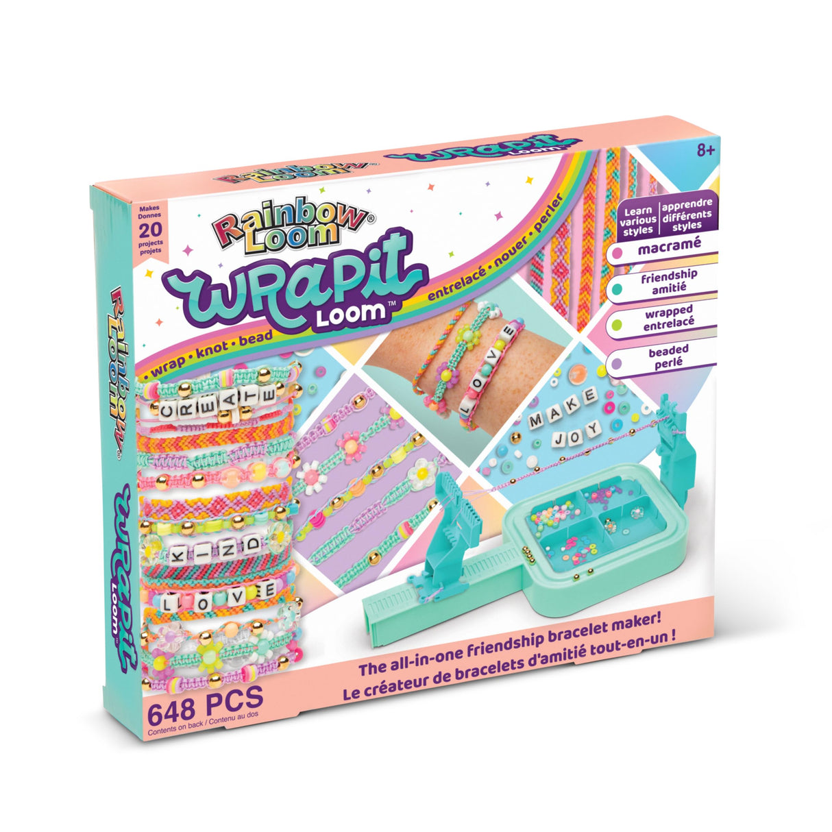 Rainbow Loom: Wrap it Loom Bracelet Maker - DIY Friendship String Bracelet Kit, 600 Beads, 4 Bracelet Styles, Jewelry Crafting Activity, Kids Ages 8+ Rainbow Loom