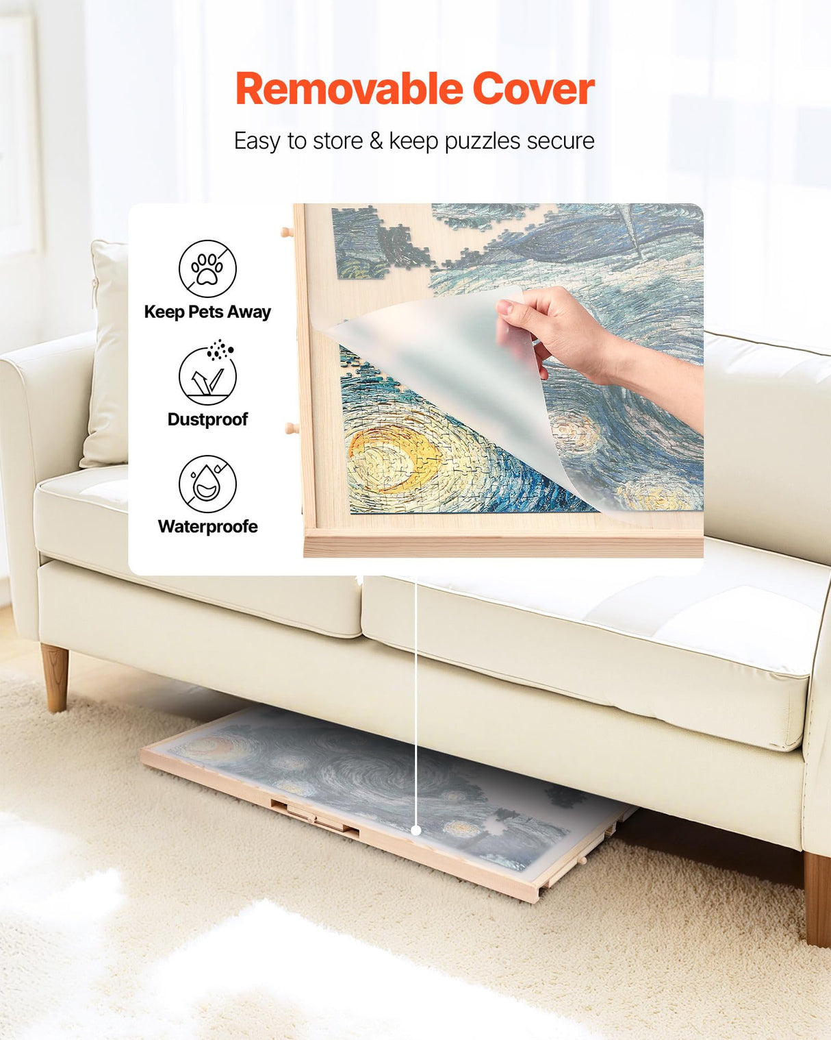 VEVOR 1500 Piece Rotating Puzzle Board with 5 Drawers and Cover, 34x25 inch in Portable Wooden Table, Jigsaw Puzzle Accessories for Adults, Puzzles Organizer Storage System, Birthday Gift for Mom VEVOR