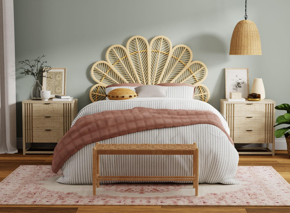 KOUBOO Petal Rattan Twin Headboard, Bedroom, Bedroom Furniture, Headboard, Twin Size, Tropical Decor, Bohemian Decor, Natural Kouboo