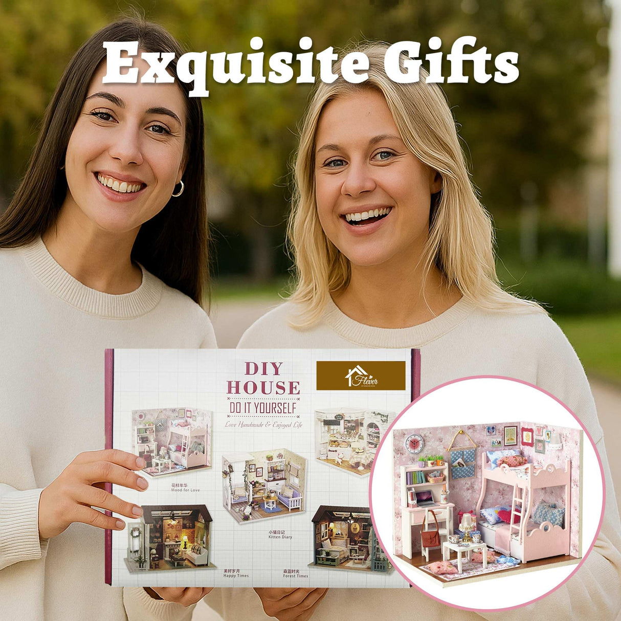 Flever Dollhouse Miniature DIY House Kit Creative Room with Furniture and Cover for Romantic Artwork Gift(Mood for Love) Flever