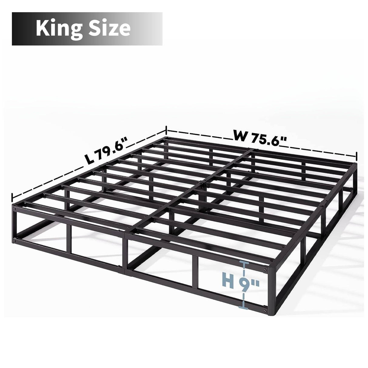 HUEIIS King Box Spring 9 Inch High Profile Strong Metal Frame Mattress Foundation, Quiet Noise-Free,Easy Assembly, 3000lbs Max Weight Capacity HUEIIS