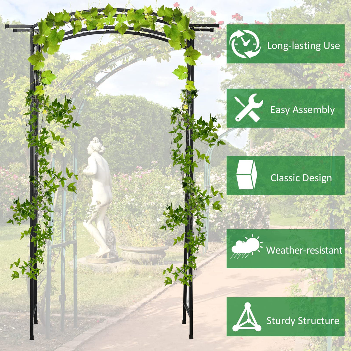 Outsunny 7Ft Garden Arch Arbor, Metal Arch Trellis for Climbing Vines, Garden Archway for Wedding, Bridal Party, Ceremony Outsunny