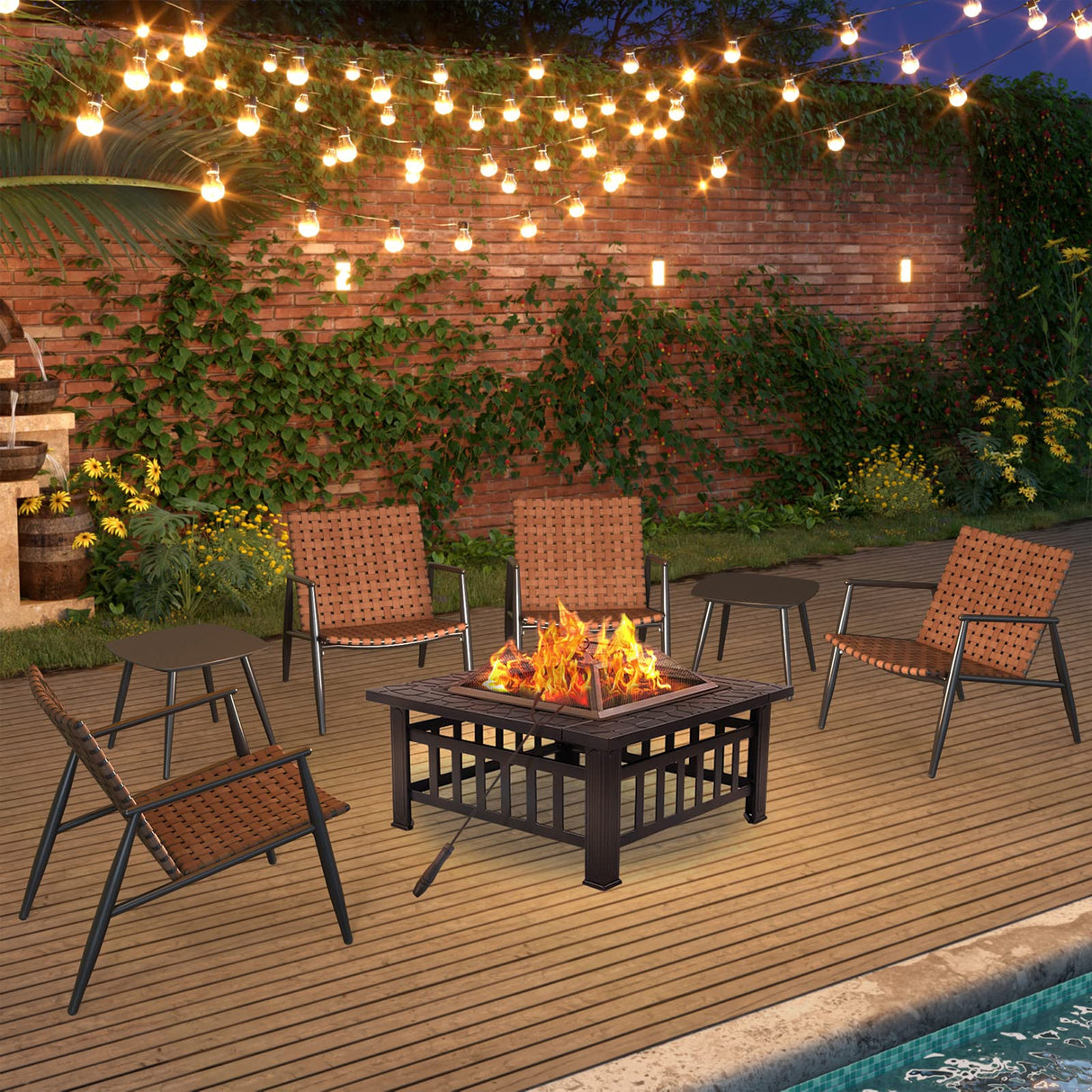 Grand patio Outdoor Bistro Set 3 Pieces Leather-Look Wicker Patio Chairs Set Powder Coated Aluminum Frame with Outdoor Chairs Set of 2 and Side Table for Garden Backyard Balcony Brown Grand patio