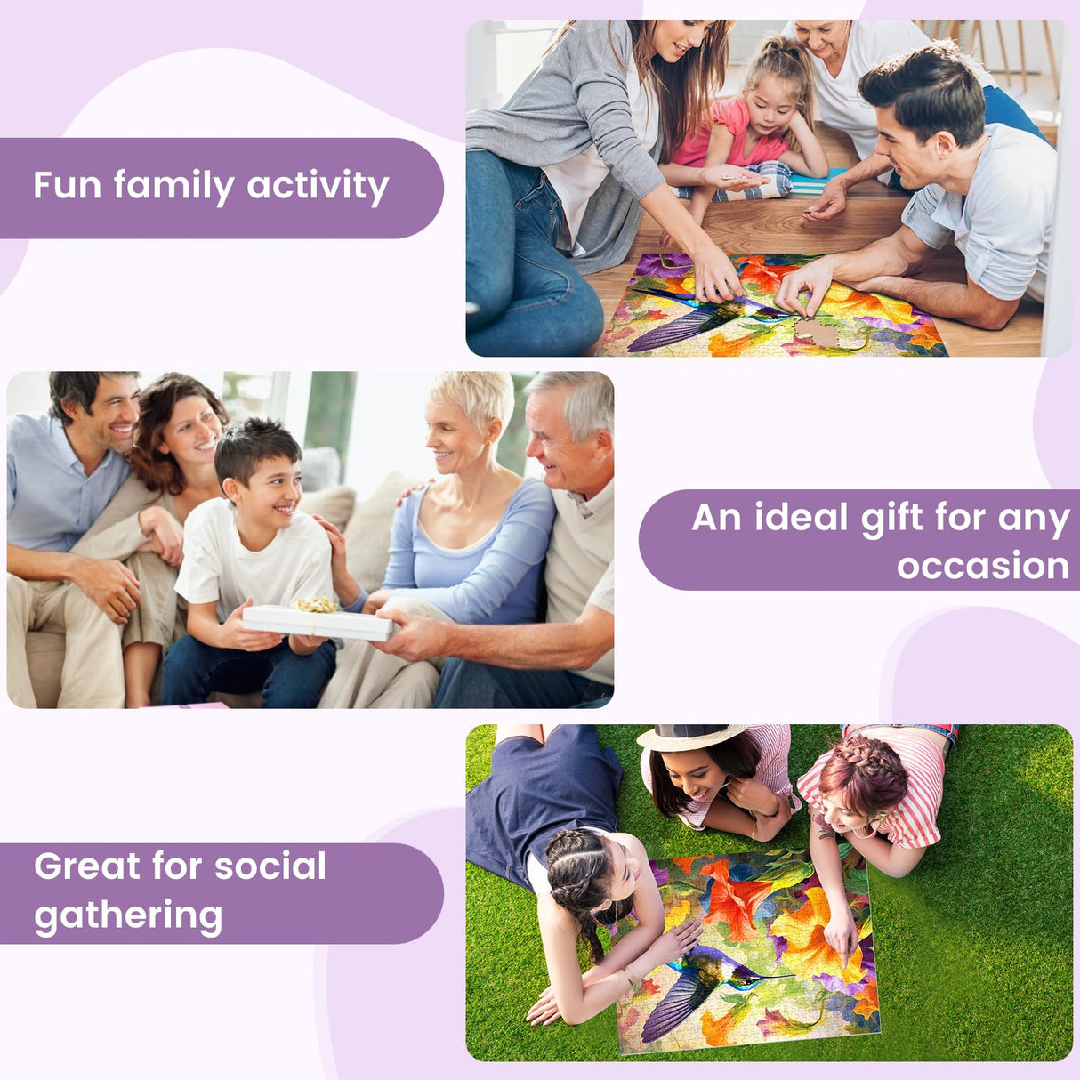 VOLUVOLU 500 Piece Puzzle for Adults, Jigsaw Puzzle,Flower Hummingbird Jigsaw Puzzles 500 Pieces Birthday Party for Family Kids and Adults Funny Puzzle for Adults VOLUVOLU